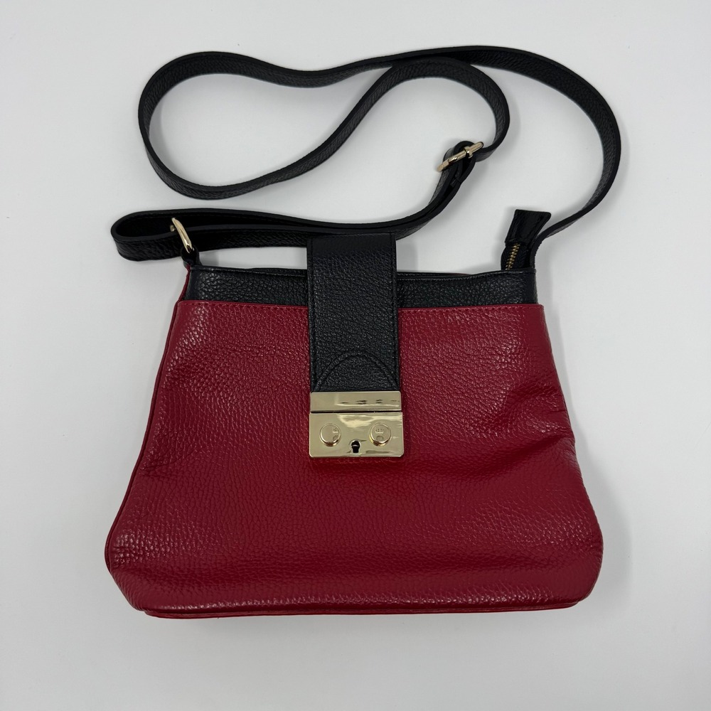 Valetnia Red Black Made in Italy Women's Leather Purse 7.25x9.75x3